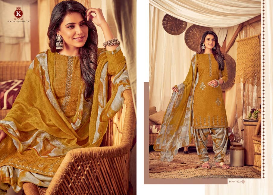 Kala Patiyala Pashmina Dress Material Set Kala Patiyala Pashmina Dress Material Set